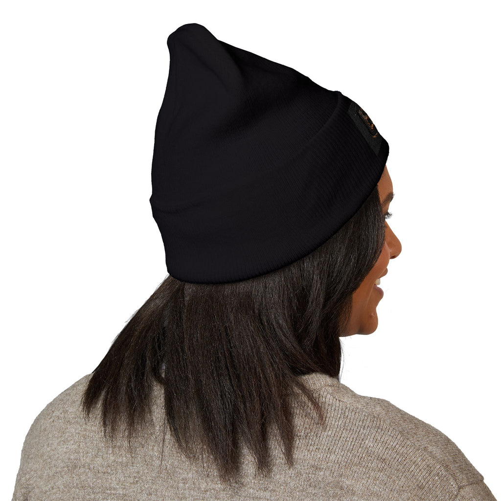 B4P Embroidered Cuffed Beanie — Classic Black Knit Winter Hat