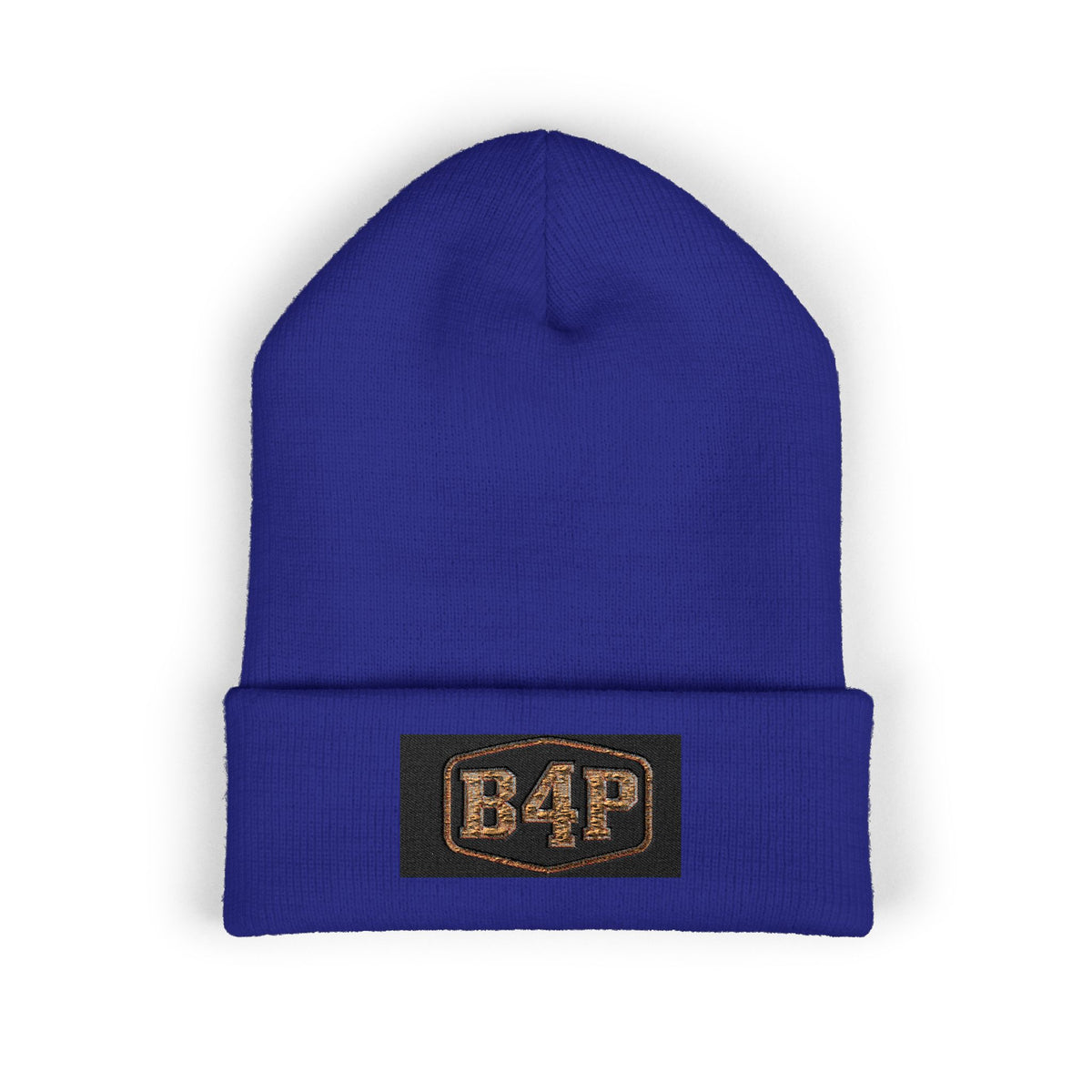 B4P Embroidered Cuffed Beanie — Classic Black Knit Winter Hat