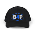 B4P Logo Snapback Trucker Cap — Blue Hex Patch Baseball Hat