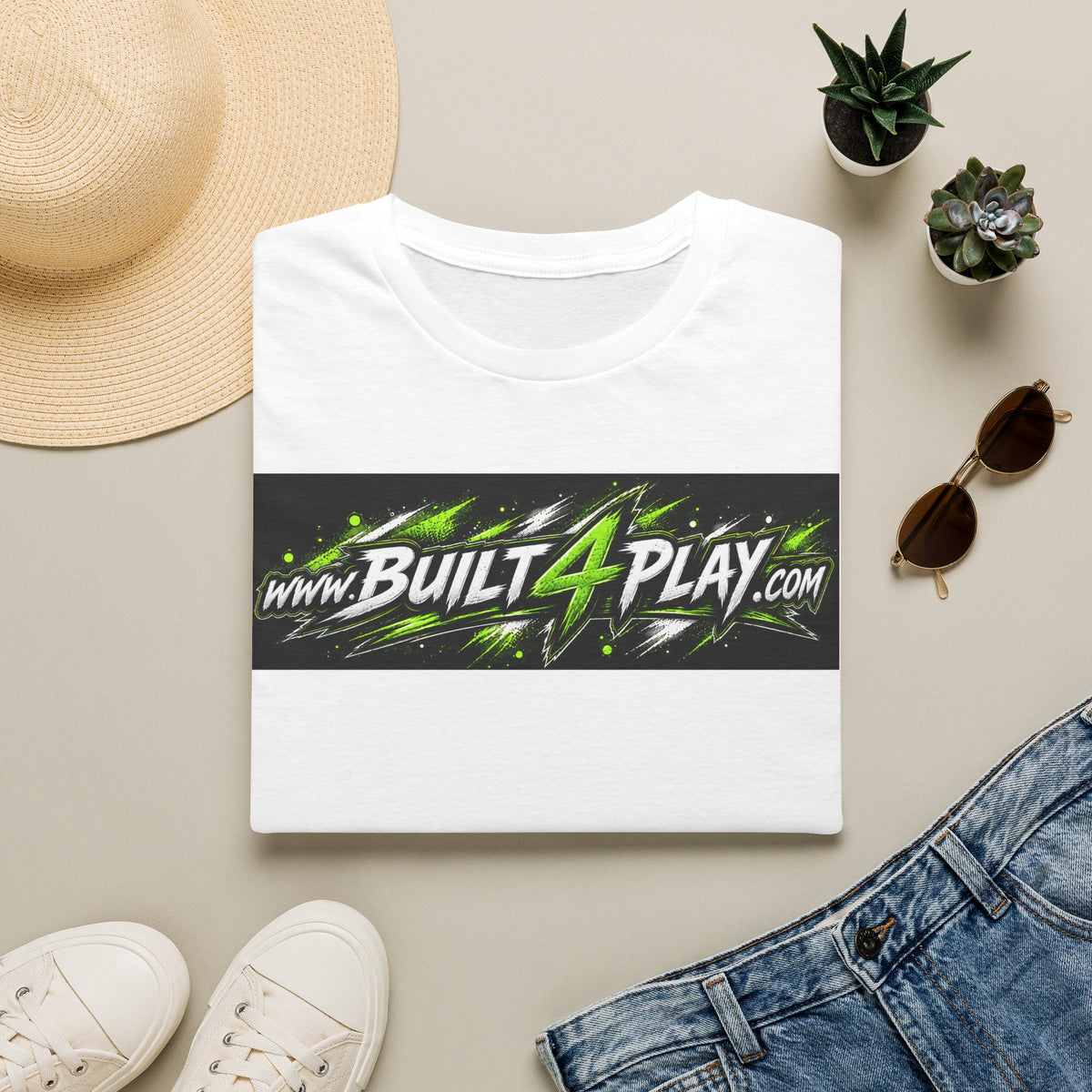 Built4Play Logo T-Shirt — Neon Green Gaming & Motorsports Graphic Tee