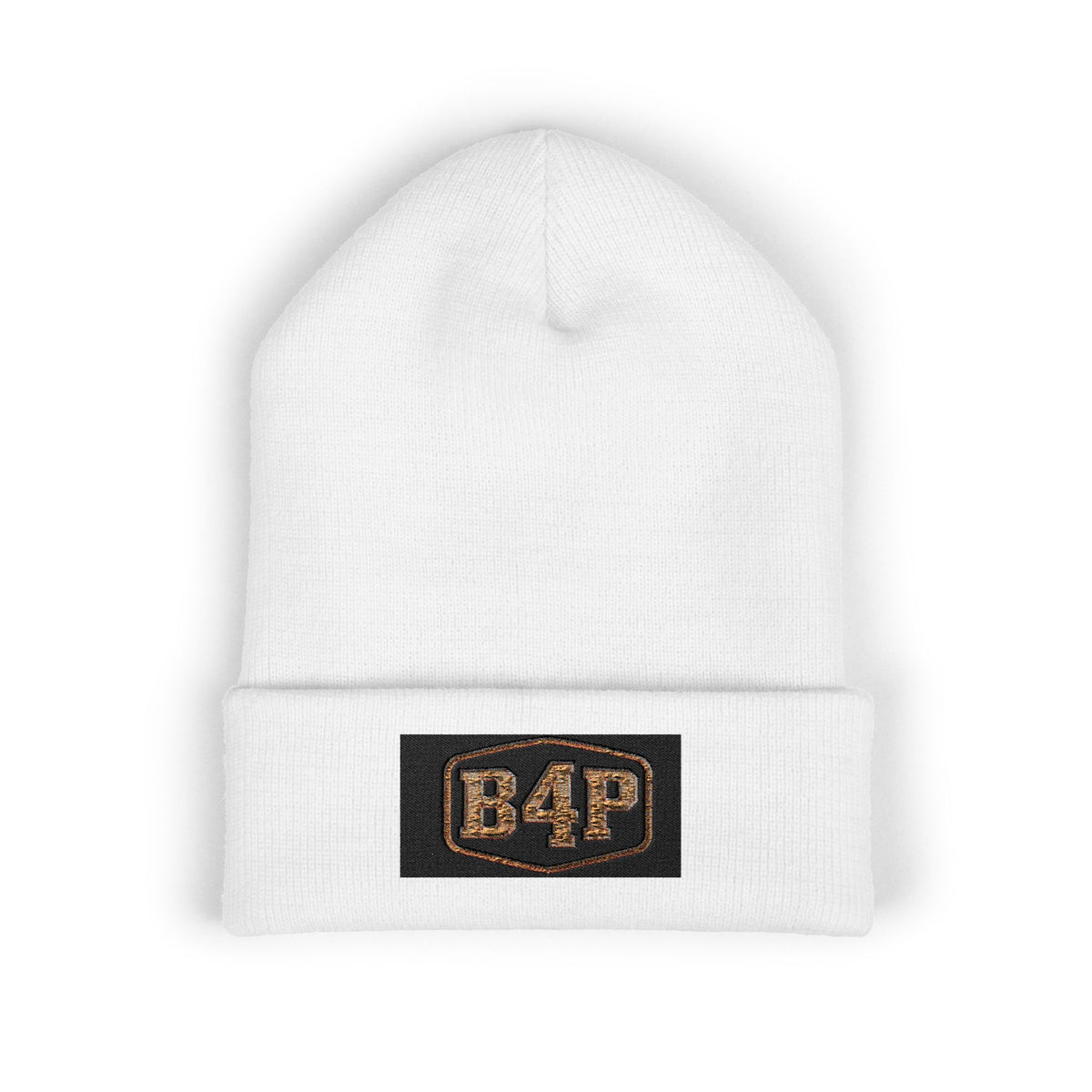 B4P Embroidered Cuffed Beanie — Classic Black Knit Winter Hat