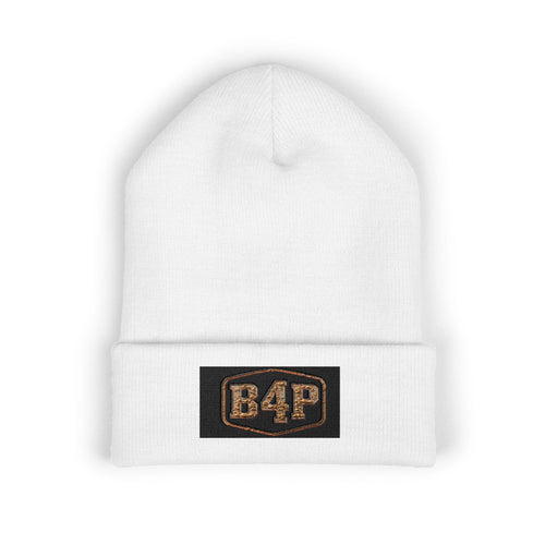 B4P Embroidered Cuffed Beanie — Classic Black Knit Winter Hat