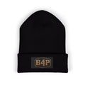 B4P Embroidered Cuffed Beanie — Classic Black Knit Winter Hat