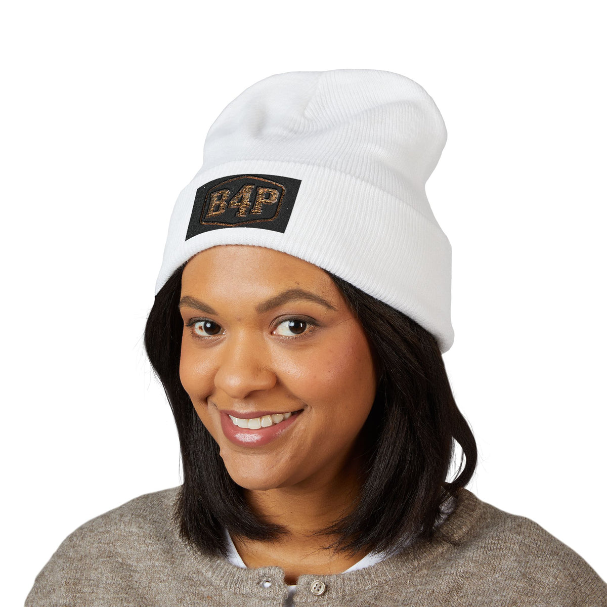 B4P Embroidered Cuffed Beanie — Classic Black Knit Winter Hat