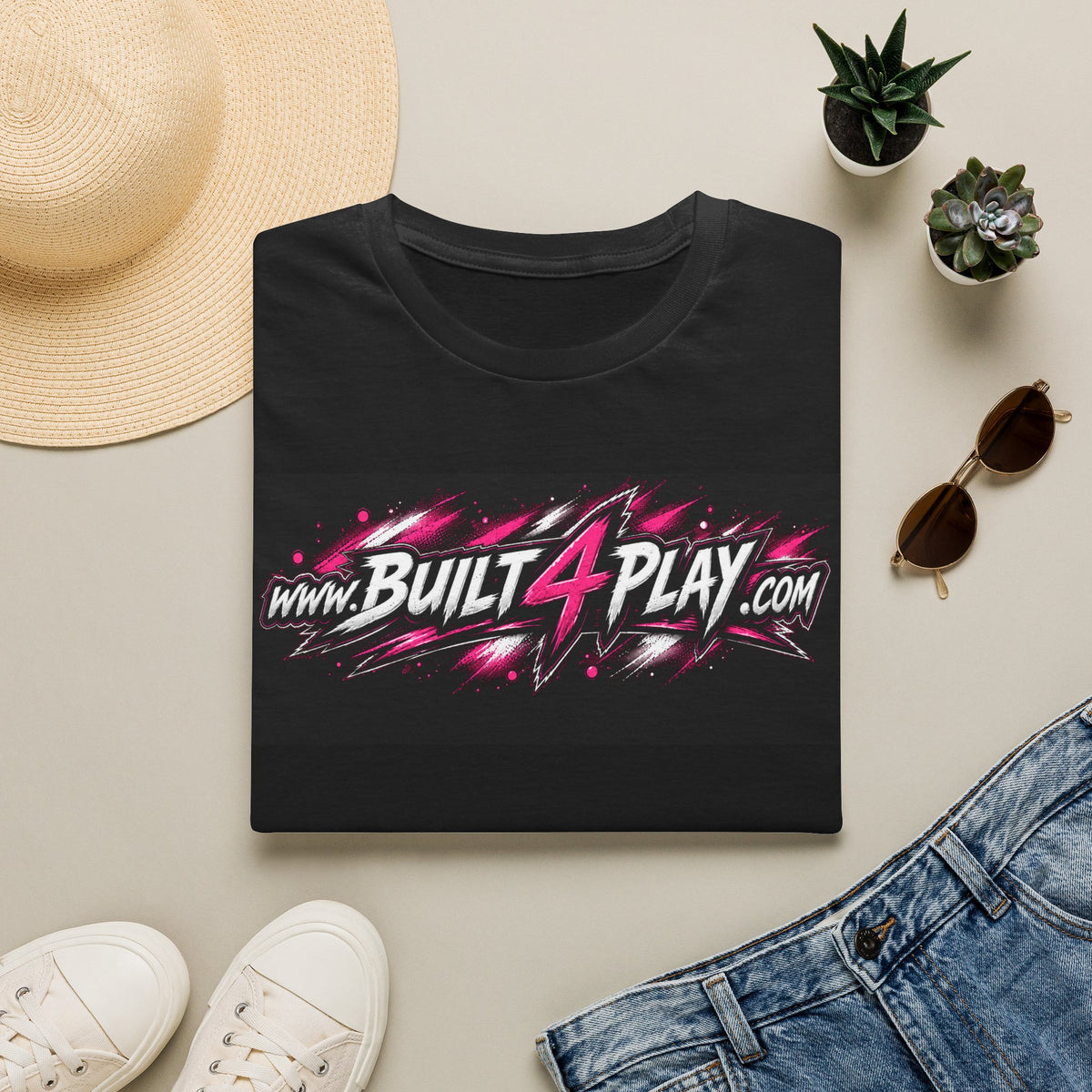 Built4Play Logo T-Shirt — Retro Pink Graphic Tee